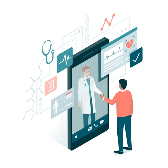 Healthcare provider using connected digital tools in a clinical setting, representing smarter, tech-enabled preventative care.